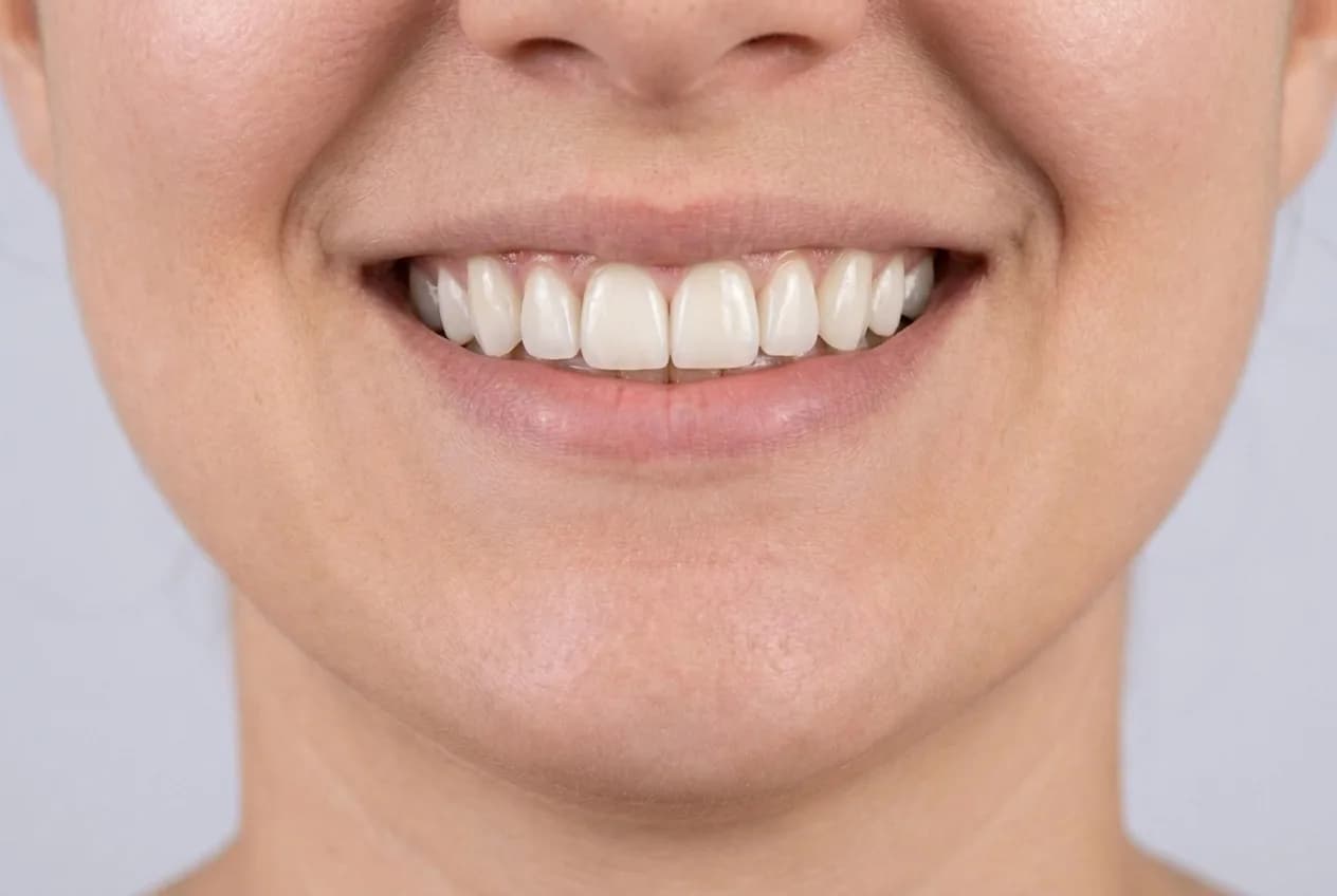 Sorriso depois das facetas: dentes alinhados, uniformes e sem espaço